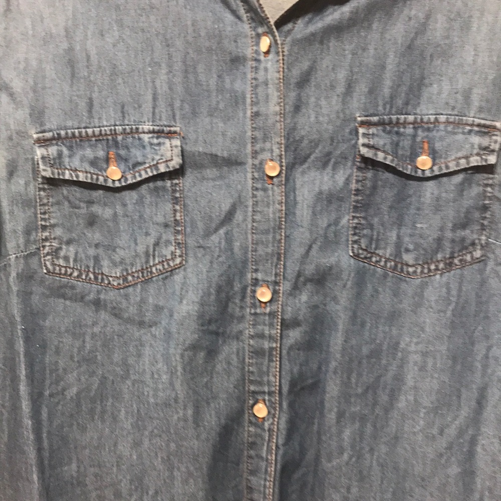 Basic Denim Button Down Shirt - image 2